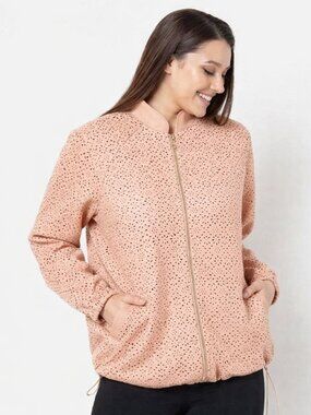 dennis basso Peach Perforated Bomber Jacket Size XL NWOT